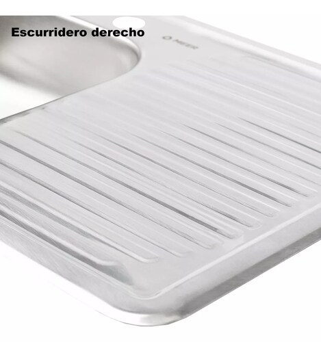 MEER Faucets by CNX | Tarja Sencilla con Escurridor en Acero Inoxidable para Cocina con Escurridor Derecho incluye Mezcladora Flexible con Dos Tipos de Chorro y Kit de Instalación