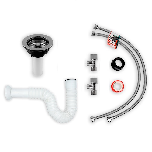 MEER Faucets by CNX | Tarja Sencilla con Escurridor en Acero Inoxidable para Cocina con Escurridor Derecho incluye Mezcladora Flexible con Dos Tipos de Chorro y Kit de Instalación