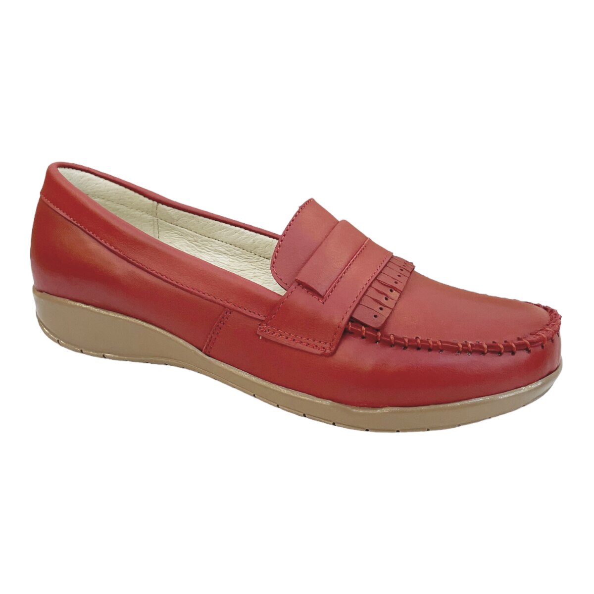 Zapatos Rojos Mocasines Mujer Sutiles Confort Piel C modos