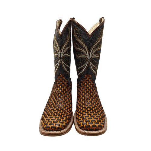 Botas Vaqueras El Chiqueado Piel Genuina Tejido estilo Panal