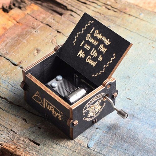 Mini Caja De Música De Madera Creativa De Harry Potter Negro