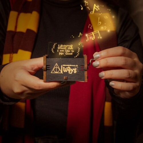 Mini Caja De Música De Madera Creativa De Harry Potter Negro
