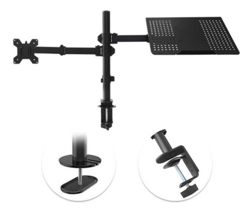 Soporte De Monitor Dual Para Monitor Y Portátil Negro