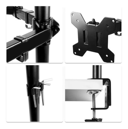 Soporte De Monitor Dual Para Monitor Y Portátil Negro