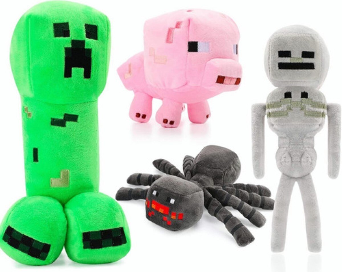 Juguetes Minecraft Peluche Para Ninos 20cm 4pz Rosa Chicle