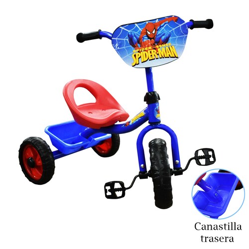 Triciclo para niños con Canastilla Hombre Araña Azul