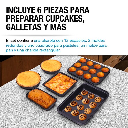 Moldes para Hornear Antiadherentes de Acero 6 Pack
