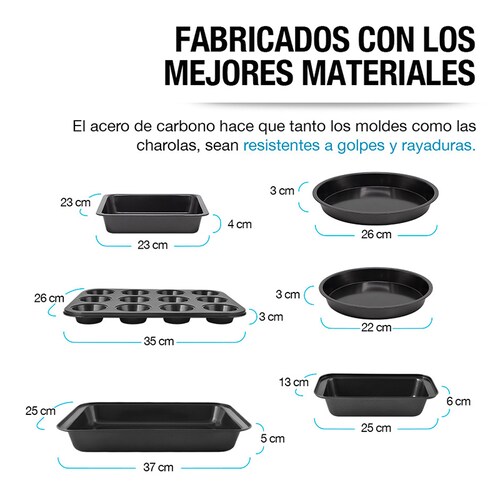 Moldes para Hornear Antiadherentes de Acero 6 Pack