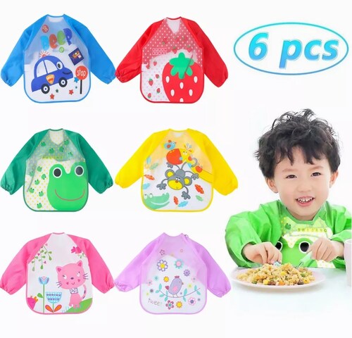 Babero Impermeable De Cobertura Completa Para Bebé 6pz animales 