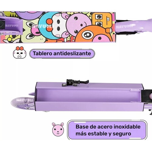 Monopatín De Pie Scooter Plegable Con Luces Para Niños Morado