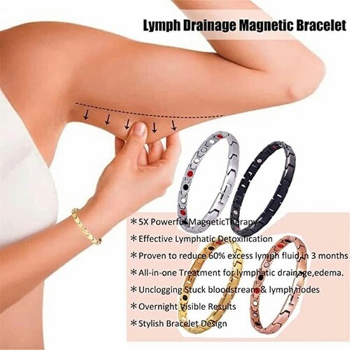 Pulseras Mujer Magnéticos De Desintoxicación Plata/Negro 19cm