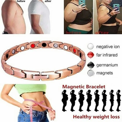 Pulseras Mujer Magnéticos De Desintoxicación Plata/Negro 19cm