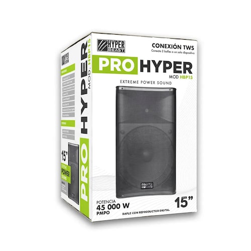 Bocina Bafle Hyper Beast 15 Pulgadas Bluetooth TWS 60W RMS.