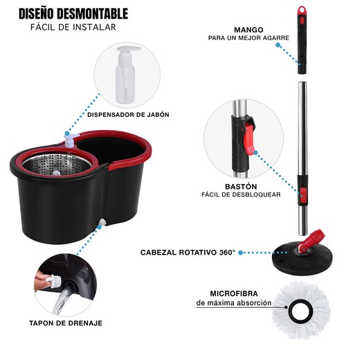 Trapeador Giratorio Spin Mop 360 Sistema De Limpieza