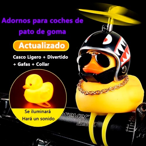 Patito Amarillo Con Casco De Bocina Moto Y Bicicleta 3pza