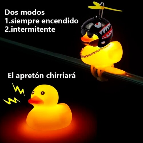 Patito Amarillo Con Casco De Bocina Moto Y Bicicleta 3pza