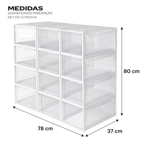 AGBOX Zapateras Apilables Premium Alexa 12 Pack Blanco ZAP12BL