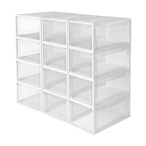 AGBOX Zapateras Apilables Premium Alexa 12 Pack Blanco ZAP12BL