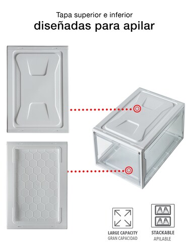 AGBOX Zapateras Apilables Premium Alexa 12 Pack Blanco ZAP12BL