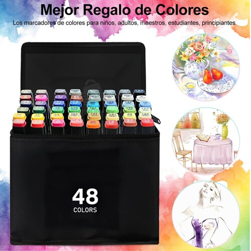 Set 48 Plumones De Colores De Doble Punta