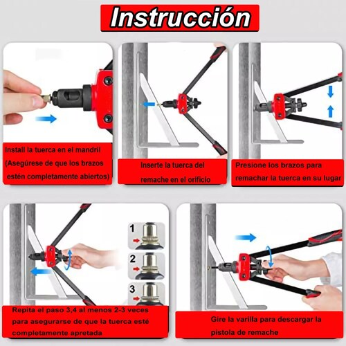 Remachadora Para Tuercas De Manual Profesional Remache Negro