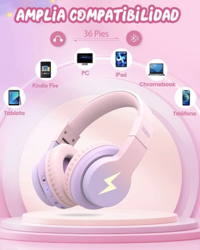 Auriculares Bluetooth Diadema Inalámbricos Para Niños 45h Rosa