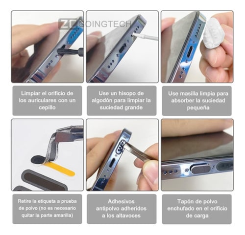 Kit Cepillo Limpieza Bocinas Limpiador Para iPhone Protector Negro 45pz