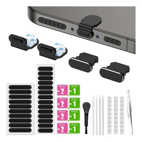 Kit Cepillo Limpieza Bocinas Limpiador Para iPhone Protector Negro 45pz
