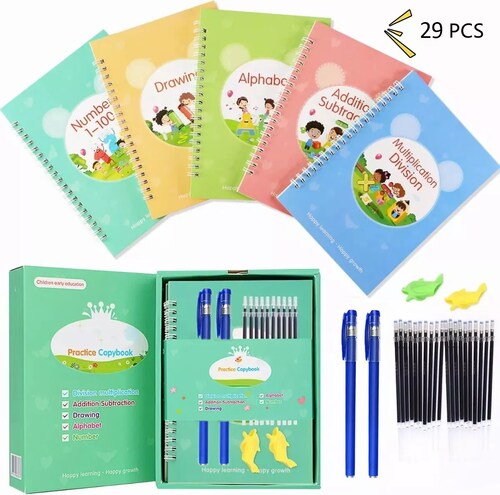 Juego De Cuaderno De Práctica De Caligrafía Reutilizable 5 pz