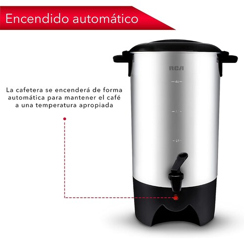Cafetera Percoladora RCA Acero Inoxidable 6L 40 Tazas RC-6L