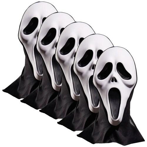 Careta Para Actuación Scream MXREA-005-2 5 pzas, 30x17x6cm Plástico PVC BlancoNegro Máscara Scream, ScreamMask