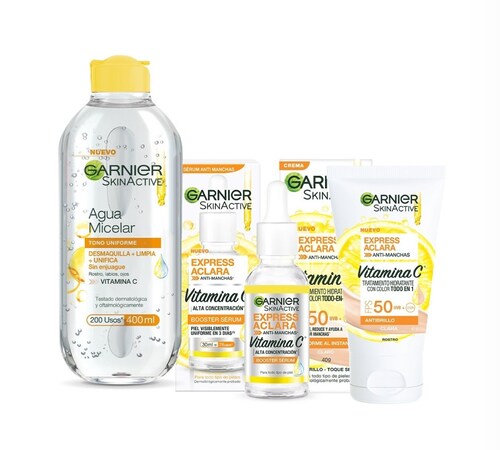 Kit 3 Rutina Garnier Skin Active Vitamina C Express Aclara 
