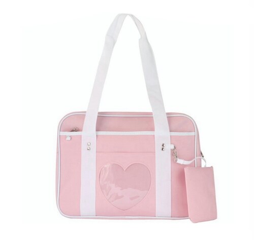 Bolsas Escolar Japonesas De Corazón Kawaii De Hombro Jk Rosa 