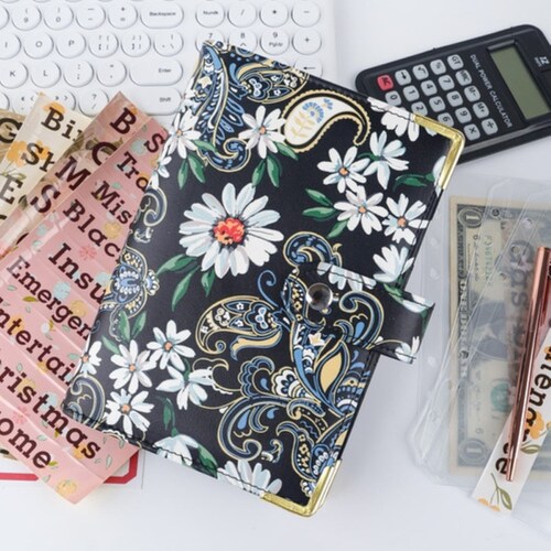 Bolsa De Carpeta Con Cremallera Carpeta A6 Organigastos Negro Flores