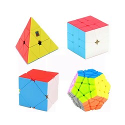 Paquete 4 Cubos Rubik Moyu Megaminx + Skewb Colores