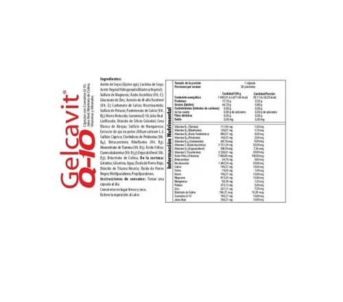 Gelcavit Q10 Con 30 Cápsulas Pharmacaps
