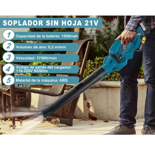 Sopladora Inalámbrica Aspiradora Eléctrica 980w 2 Batería