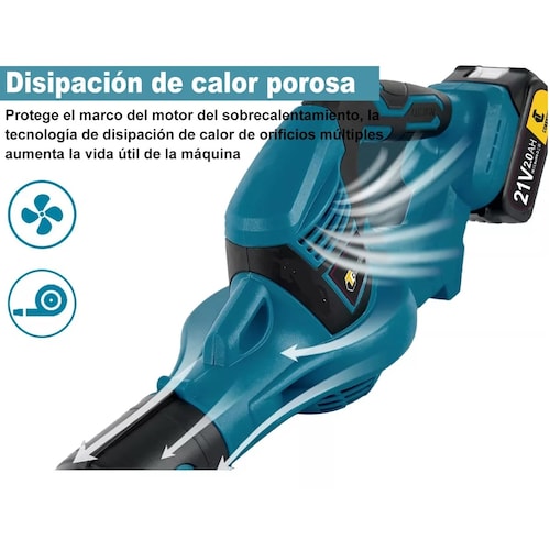 Sopladora Inalámbrica Aspiradora Eléctrica 980w 2 Batería