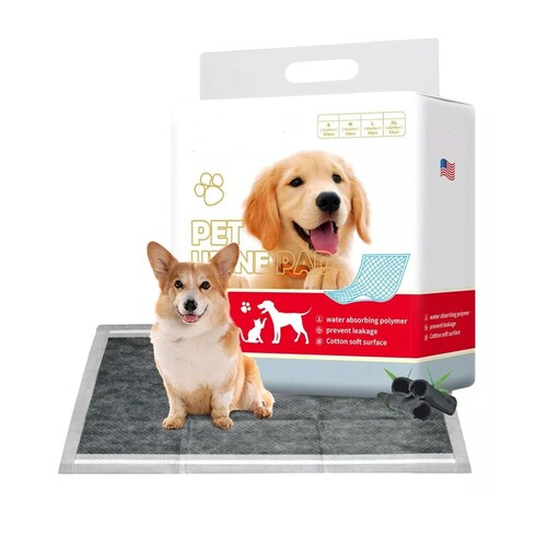 Paquete 100 Pañales Tapete Entrenador Para Perro Carbón Bambú 45x33