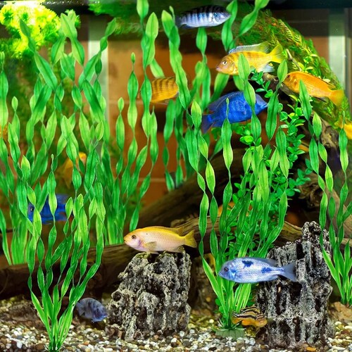 Kit 23 Pcs Plantas Artificiales Decorativas Acuario Pecera