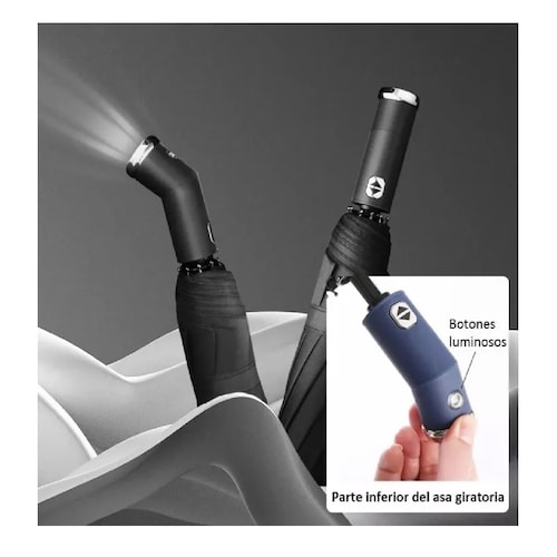 Paraguas Automático Con Linterna 12 Costillas Anti Uv