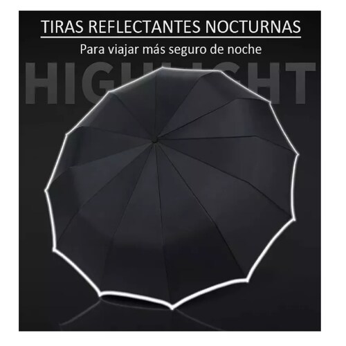 Paraguas Automático Con Linterna 12 Costillas Anti Uv