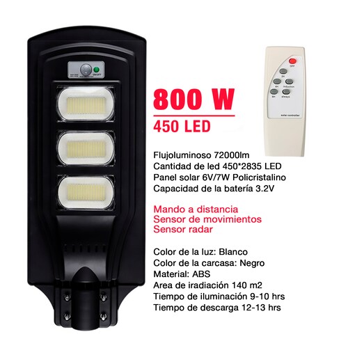 Kit de 2 lamparas led sensor de movimiento automático, panel solar impermeable, mando a distancia, más de 12 horas de uso ideal para uso exterior iluminación led color blanco.