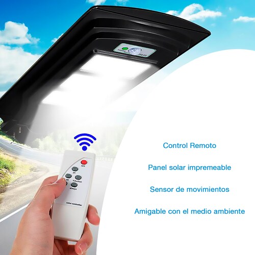 Kit de 2 lamparas led sensor de movimiento automático, panel solar impermeable, mando a distancia, más de 12 horas de uso ideal para uso exterior iluminación led color blanco.
