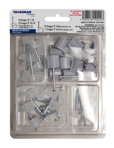 KIT DE GRAPAS THORSMAN PARA CABLES 20 CAJITAS CON 35 PZAS. C/U 3209-04001.