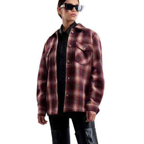 Sobrecamisa a cuadros para mujer, color vino, marca Holly Land, mod. 1097349
