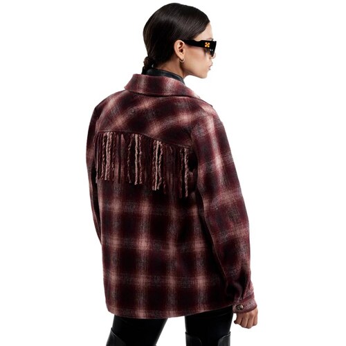 Sobrecamisa a cuadros para mujer, color vino, marca Holly Land, mod. 1097349