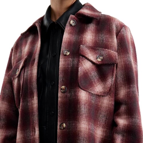 Sobrecamisa a cuadros para mujer, color vino, marca Holly Land, mod. 1097349