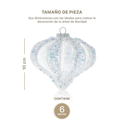 Set con 6 Esferas de Cristal Decoración Navideña 10 cm para Árbol de Navidad (Rusa) ESQUIMAL