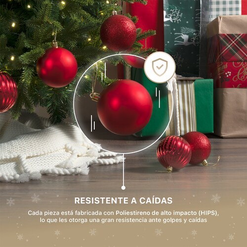 Set con 24 Esferas Decoración Navideña 8 cm Adornos para Árbol de Navidad (Roja) ESQUIMAL